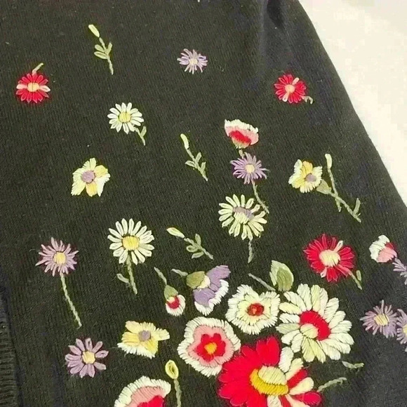 Vintage Jaclyn Smith Shortsleeved Embroidered Floral Cardigan /Top  size Large - Picture 5 of 8